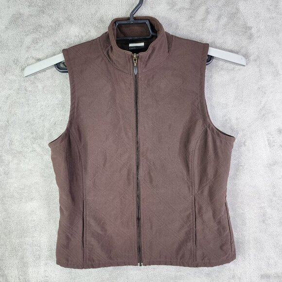 Womens Brown Columbia Quilted Vest Jacket Polyester Zip Up Sleeveless Size S - Picture 2 of 9